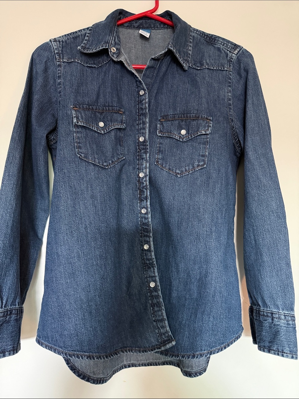 Old Navy Dark Blue Denim Button-Up Shirt